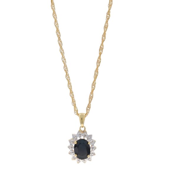 Yellow Gold Sapphire Diamond Necklace 20